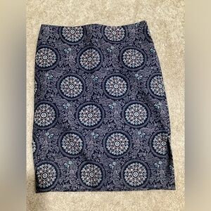 LOFT Dark Blue Mandala Pencil Skirt